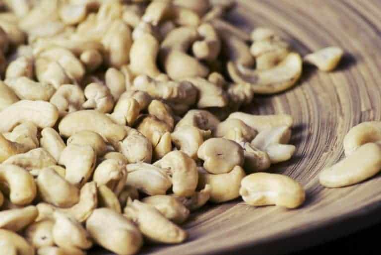 Cashews on a dish to be made into cheese