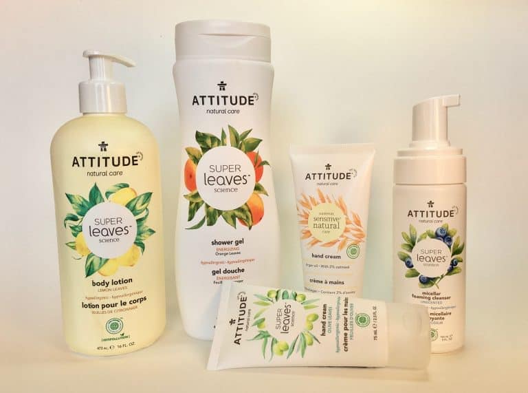 A selection of vegan body care products from Attitude Living